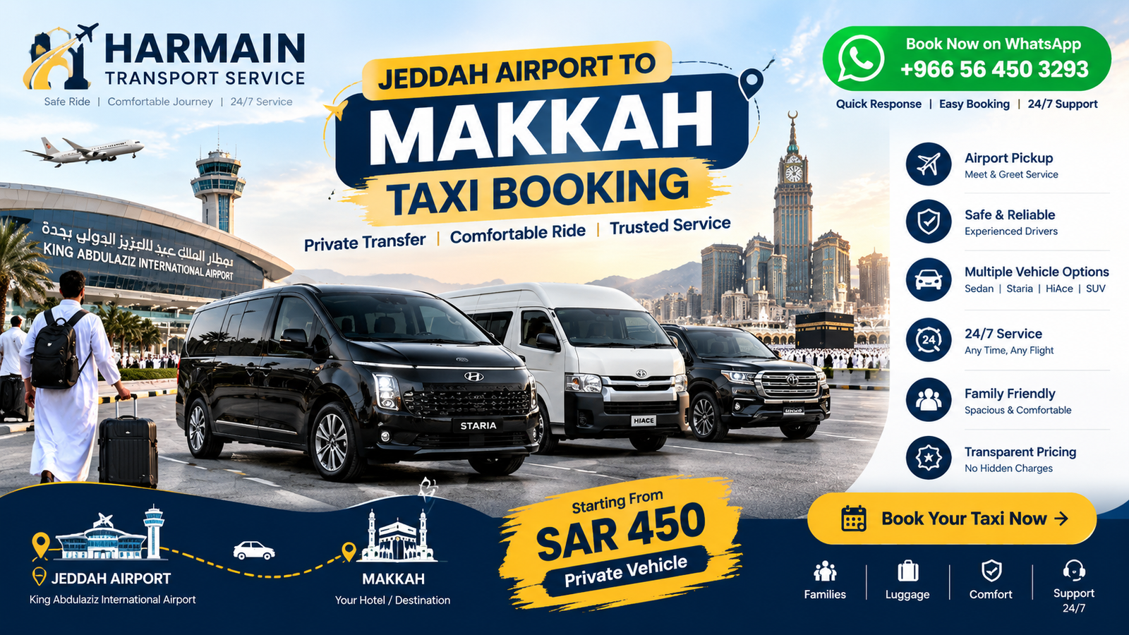 Jeddah Airport to Makkah Taxi Booking